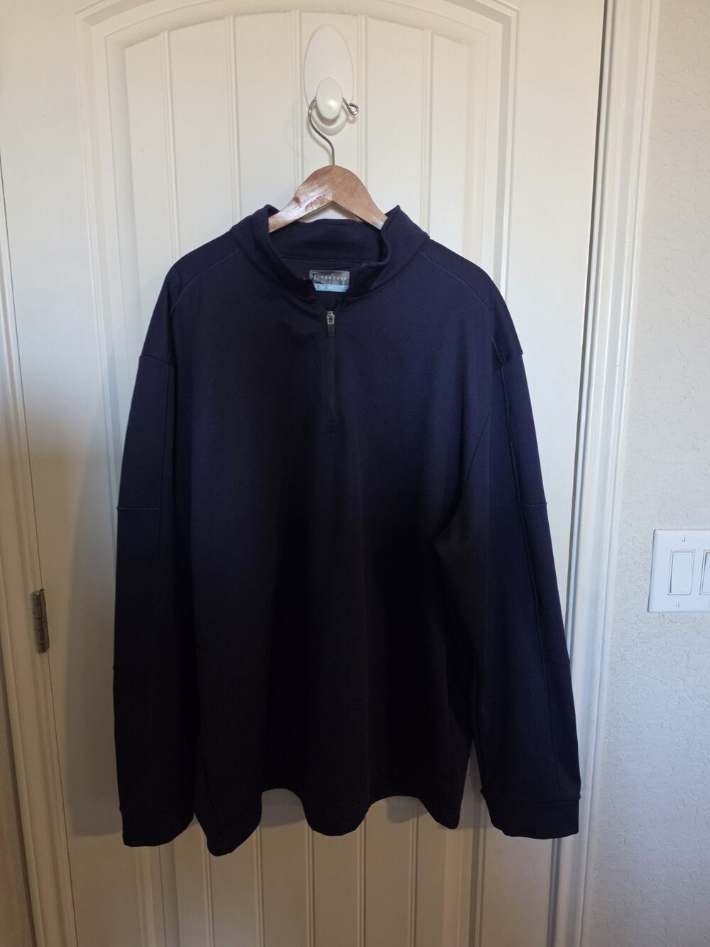 PGA TOUR Mens XXL Quarter Zip Pullover Navy Blue Golf Performance Long Sleeve